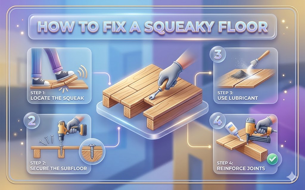 how to fix a squeaky floor